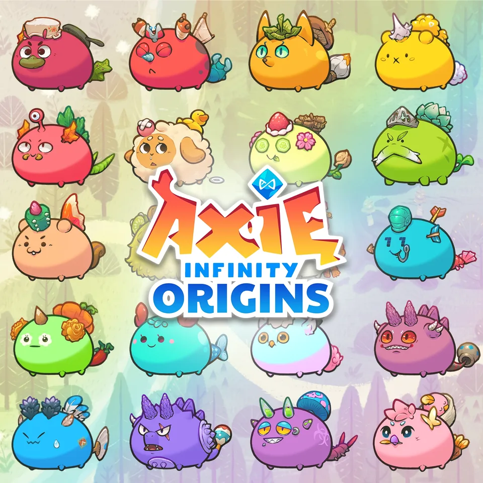 色とりどりのAxieたちを描いた公式グループアート
